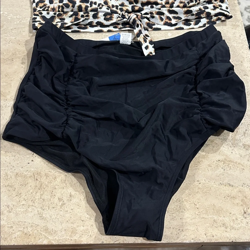 Womens Tankini Leopard Swimsuit Tummy Control Bathing Suit Modest XL